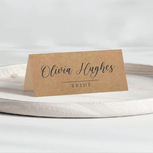 Personalised Folded Place Cards Kraft Card Custom Wedding Table Place Names Minimalist Table Settings Events Seating Cards Tent Place Cards