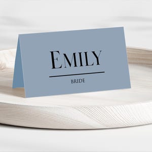 Staubige Blaue Personalisierte Gefaltete Tischkarten Hochzeit Sitzplatz Namen Tischkarten Ereignisse Abendessen Zeltplatzkarten Elegante Stationäre Linie