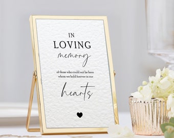 In Loving Memory Wedding Sign Wedding Day Elegant Memorial Print Reception Signs Wedding Stationary Wedding Decoration Personalised Unframed