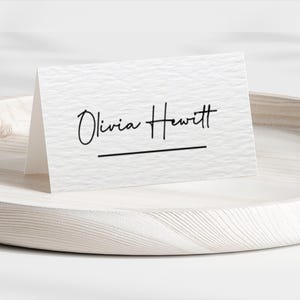 Gepersonaliseerde gevouwen plaatskaarten Bruiloft Zitplaatsen Plaatsnamen Minimalistische tafelinstellingen Evenementen Diner Tent Plaatskaarten Elegant stationaire lijn