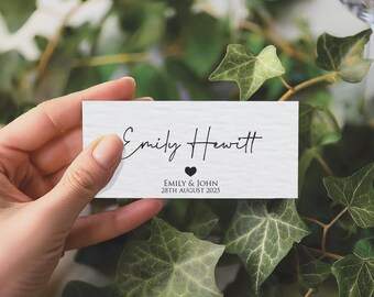 Personalized Wedding Place Cards: Flat, Textured with Hearts
