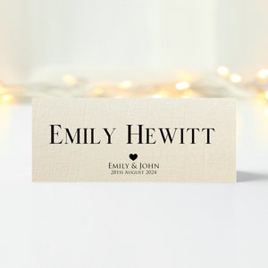 Marfim personalizado dobrado cartões de lugar nomes de lugares de mesa de casamento minimalista configurações de mesa de coração eventos tenda cartões de lugar assentos estacionários