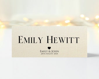 Ivory Personalised Folded Place Cards Wedding Table Place Names Minimalist Heart Table Settings Events Tent Place Cards Seating Stationary