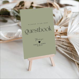 Custom Sage Green Please Sign Our Guestbook Wedding Sign Personalised Wedding Day Reception Signs Stationary Green Guest Book Wedding Sign