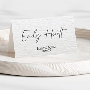 Tarjetas de lugar de boda plegables personalizadas Nombres de lugar de boda sencillos Arreglos de mesa minimalistas Eventos Cenas Tarjetas de lugar de carpa Papelería