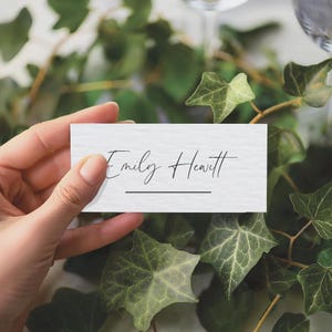 Cartões de lugar de casamento planos personalizados com sublinhado sob os nomes Nomes de lugar de mesa de casamento personalizados Etiquetas de cartão de lugar Configurações de mesa formal