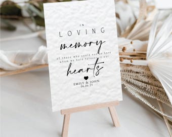 Custom In Loving Memory Wedding Sign, Elegant Memorial Print