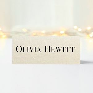 IVORY Custom Folded Place Cards Personalised Wedding Seating Place Names Minimalist Table Settings Tent Place Cards Elegant Stationary Line