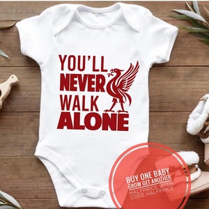 Liverpool fc Baby Grow, Premier League Football Onesie, baby football grow, Liverpool fc baby onesie, youll never walk alone, Liverpool fc image 1