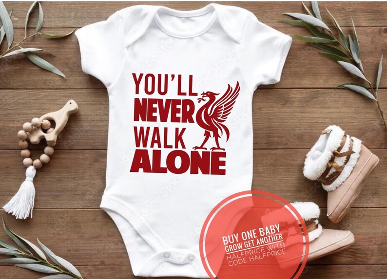 Liverpool fc Baby Grow, Premier League Football Onesie, baby football grow, Liverpool fc baby onesie, youll never walk alone, Liverpool fc image 1