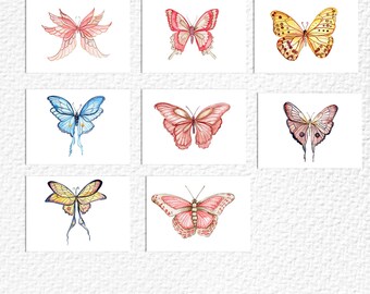 Set of 8 Butterfly Post cards card for postcrossing Greetings cards for fun