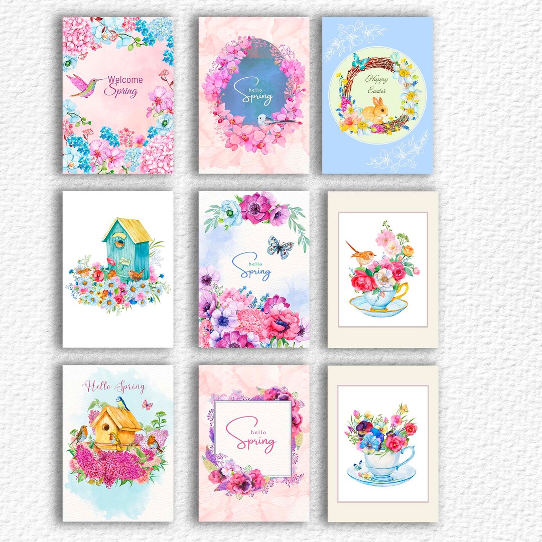 Set of 9 Spring Easter Post Cards Card for Postcrossing Greetings Card ...