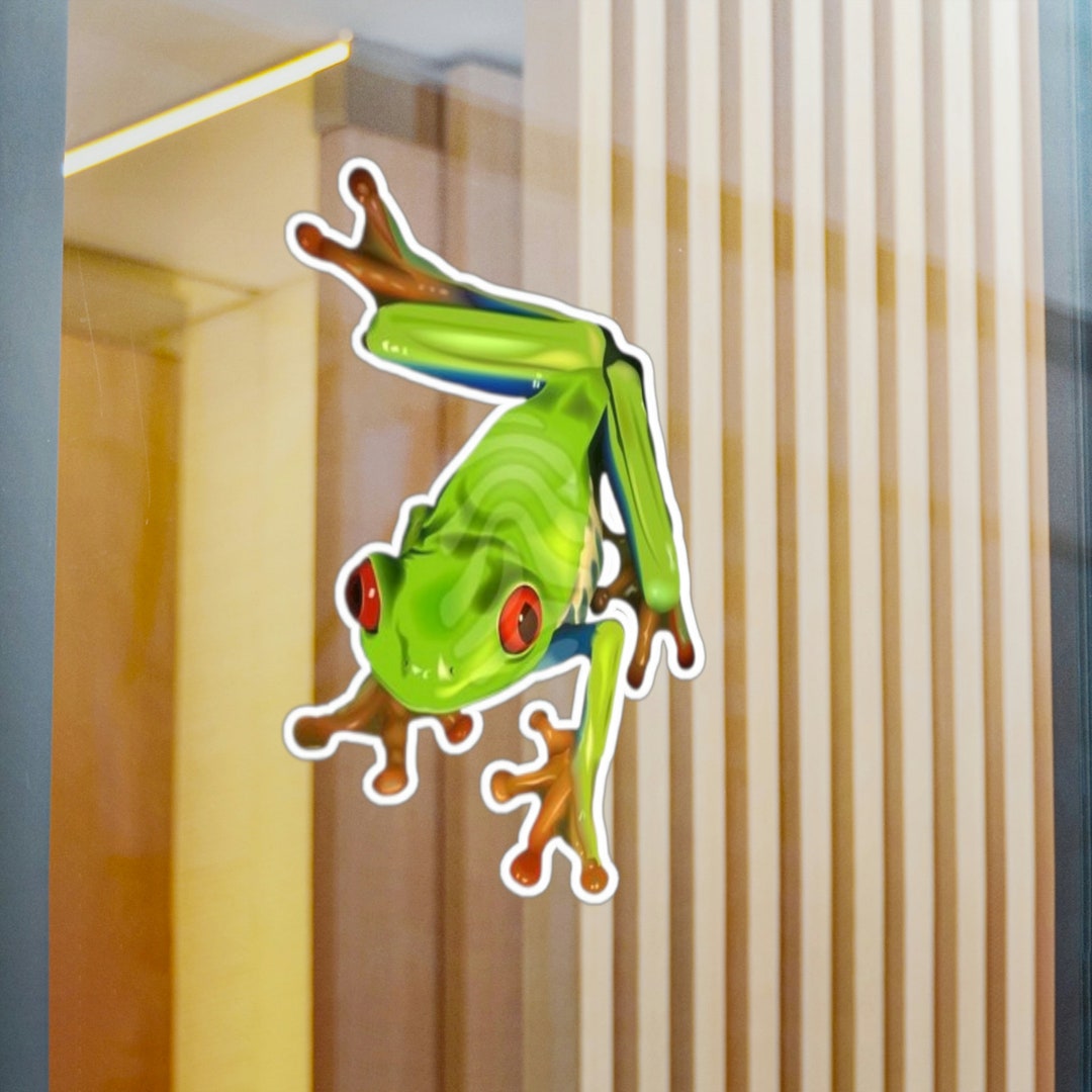Giant Green Tree Frog Decal Vinyl Decals Cute Frog Window Etsy