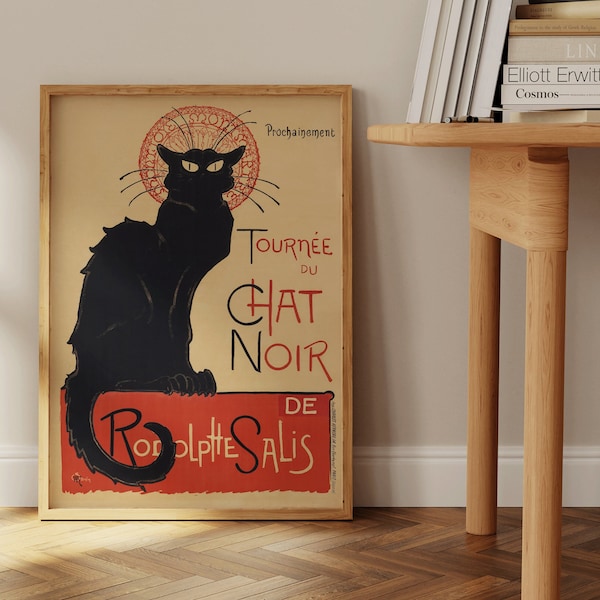 Steinlen Chat Noir Black Cat Poster Famous Art Home Office decor housewarming Print Framed Ready to Hang Unique Gift Idea for Cat Lover