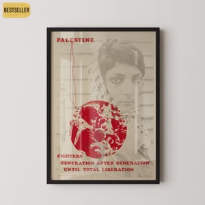 Cartaz gratuito da Palestina - Leila Khaled (item de arrecadação de fundos) | Impressão de arte de libertação disponível emoldurada à mão ou sem moldura