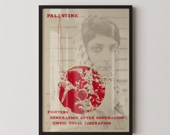 Free Palestine Poster - Leila Khaled (Fundraiser Item) | Liberation Art Print available handframed or unframed