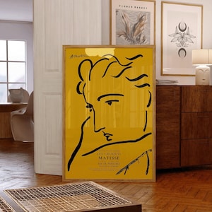 Henri Matisse Woman Profile Art Print: Yellow & Black Sketch, Giclee on Hahnemuhle Paper - 9ArtPrints