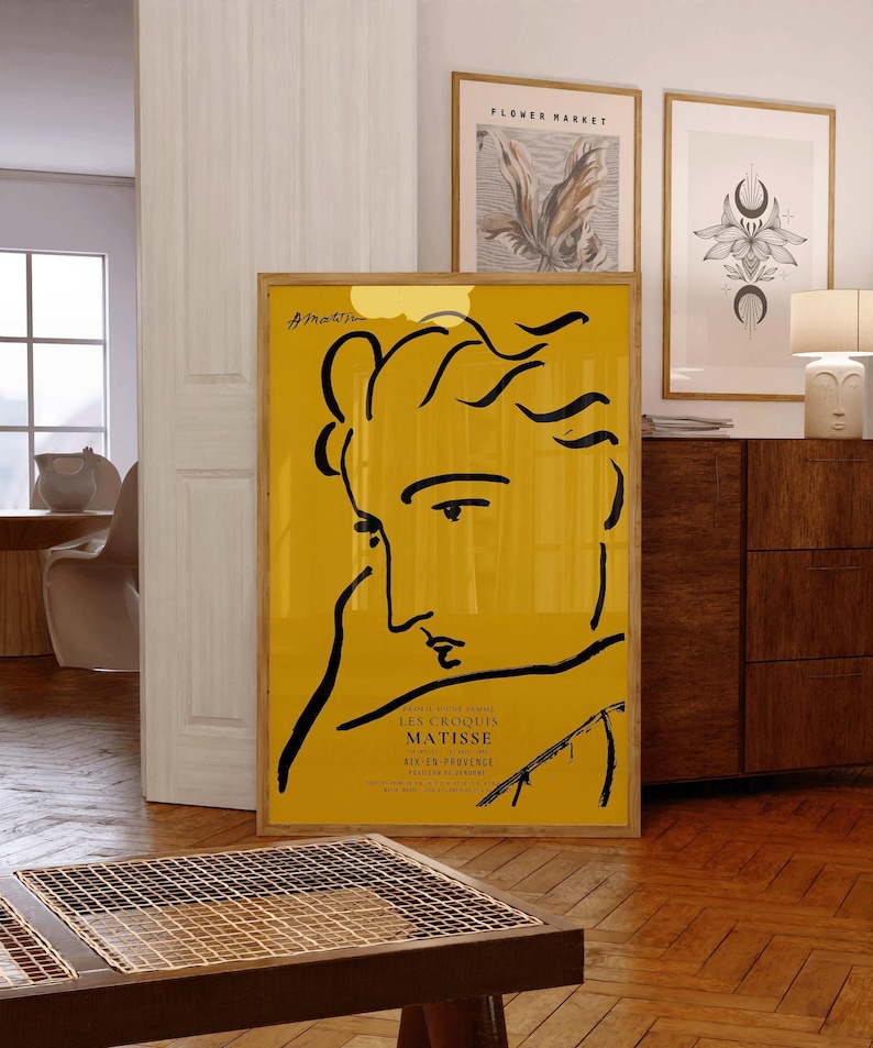 Henri Matisse Woman Profile Art Print: Yellow & Black Sketch, Giclee on Hahnemuhle Paper - 9ArtPrints