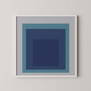 Dopo Josef Albers - Tide (omaggio al quadrato) / STAMPA GICLÉE PREMIUM / Stampa artistica moderna di metà secolo in blu menta (disponibile incorniciata) 1x1