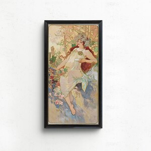 Alphonse Mucha - Les Saisons (L'ete/Sommer) | Vintage schmale vertikale Kunst (handgerahmt oder ungerahmt erhältlich) 2x1