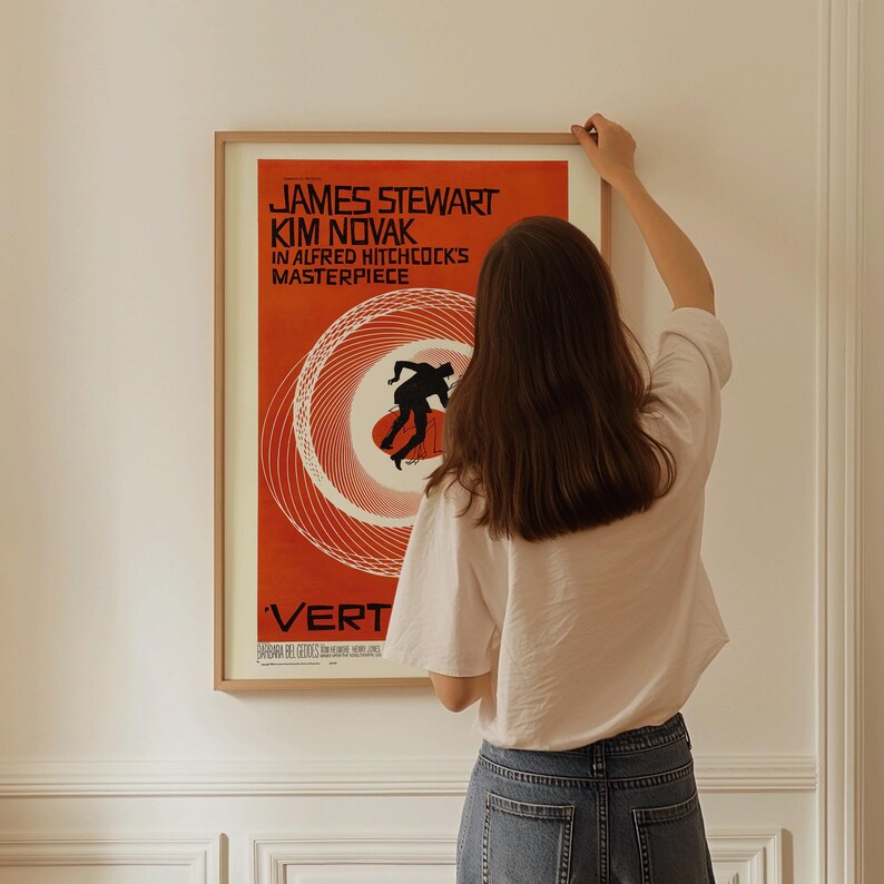 Vertigo Movie Poster: Saul Bass Minimalist Design, Hitchcock Film ...