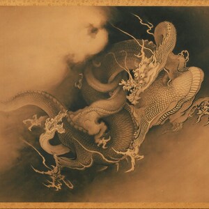 Kanō Hōgai — Two Dragons in Clouds | Meiji Painting