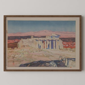 Hiroshi Yoshida Print: Ancient Athens Ruins, Japanese Woodblock Art