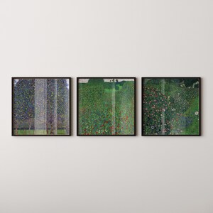 Gustav Klimt Set di tre/Giardino italiano, albero di pere e giardino fiorito/Arte famosa d'epoca disponibile con cornice 1x1