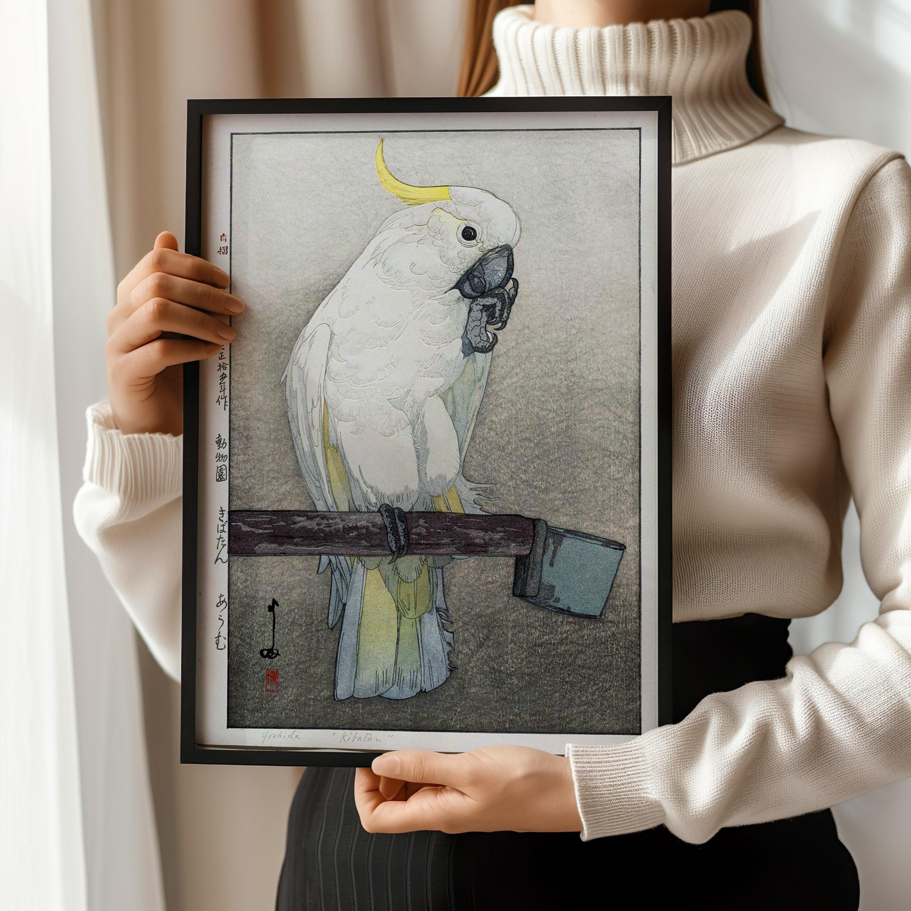 吉田博「キバタンオウム」版画：ヴィンテージの日本木版画 - Etsy 日本