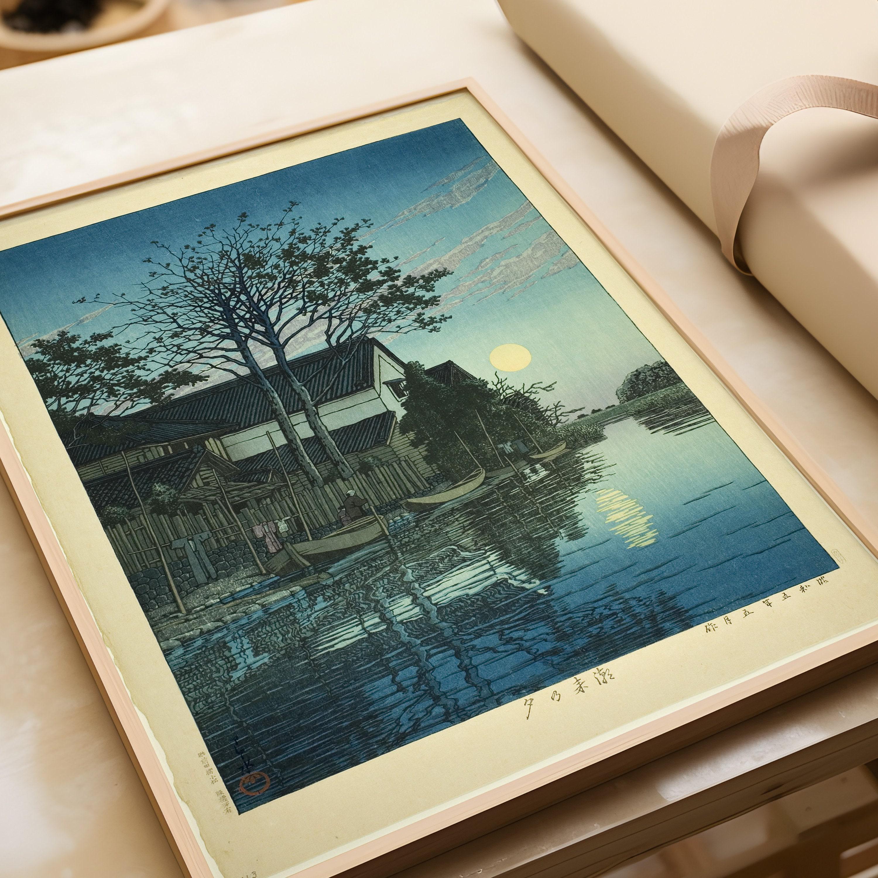 川瀬巴水 - 潮来の夕暮れ: ヴィンテージ日本の浮世絵アートプリント