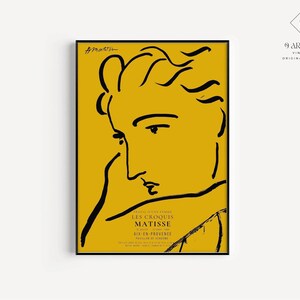 Henri Matisse Woman Profile Art Print: Yellow & Black Sketch, Giclee on Hahnemuhle Paper - 9ArtPrints
