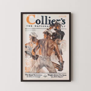 Stampa vintage Collier's Sailor del 1917 – Arte maschile LGBTQ+ classica e forza nautica / Copertina della rivista Edward Penfield (disponibile incorniciata)