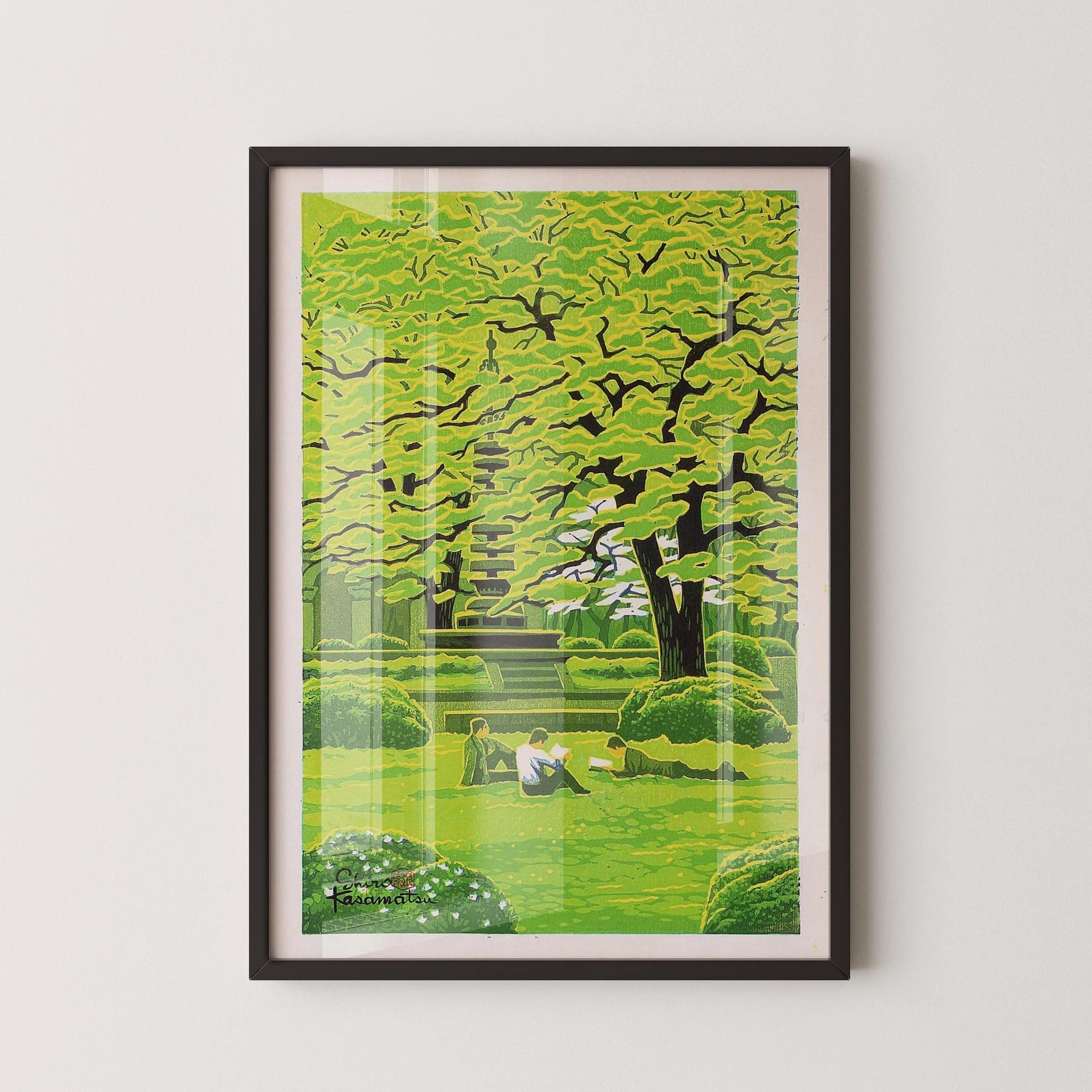 Shiro Kasamatsu Spring Campus Giclée Print: Tranquil Japanese