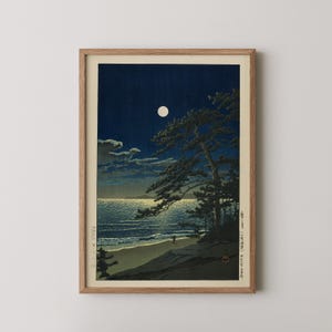 Kawase Hasui - Frühlingsmond an der Ninomiya Brücke | PREMIUM GICLÉE-DRUCK | Vintage japanische Holzschnittkunst Ukiyo-e (auch gerahmt erhältlich)