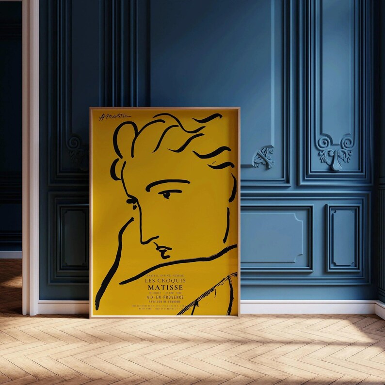 Henri Matisse Woman Profile Art Print: Yellow & Black Sketch, Giclee on Hahnemuhle Paper - 9ArtPrints