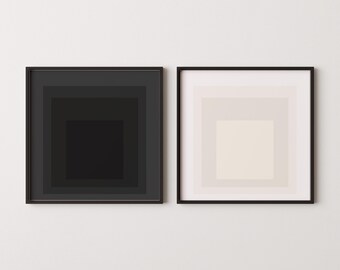 Josef Albers inspirerade konsttryckset: Mid-Century Modern fyrkantig duo