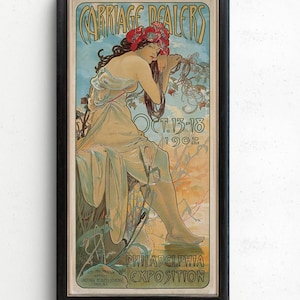 Alphonse Mucha - Carriage Dealers | Vintage Narrow Vertical Art (available handframed or unframed) 2x1