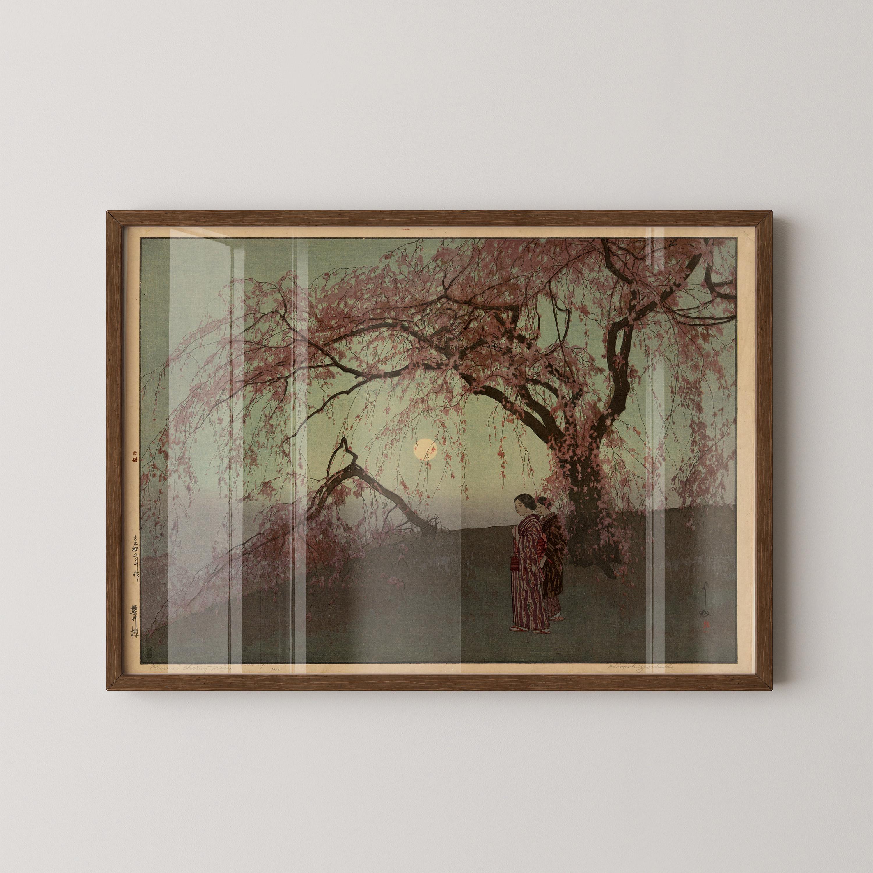 Hiroshi Yoshida Kumoi Cherry Trees Giclée Print: Vintage Japanese