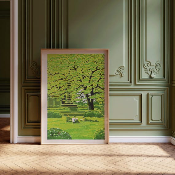 Shiro Kasamatsu Spring Campus Giclée Print: Tranquil Japanese