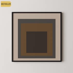 Dopo Josef Albers - Sienna (Omaggio al quadrato) STAMPA GICLÉE PREMIUM / Arte moderna di metà secolo Beige Nero Marrone disponibile con cornice 1x1