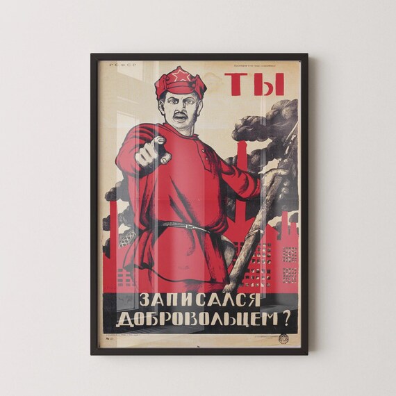 Volunteer | Vintage Soviet Propaganda Poster Print in Red - Etsy