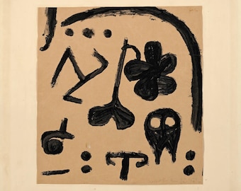 Stampa artistica astratta di Paul Klee "Marks for Later": Giclée beige in stile Mid-Century Modern.