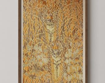 Toshi Yoshida Camouflaged Tigers Giclée Print: Vintage Japanese Woodblock Art