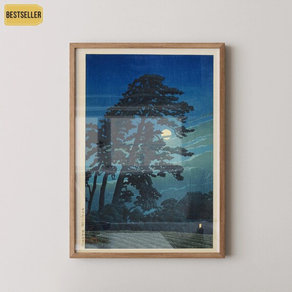 川瀬巴水「馬籠の月」版画：ヴィンテージ日本木版画 - Etsy 日本
