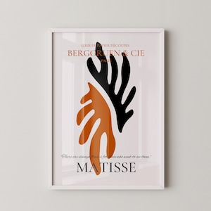 Henri Matisse - Leaf Poster Papier Decoupes | Exhibition Poster in Burnt Orange and Black Famous Painting (available framed or unframed)