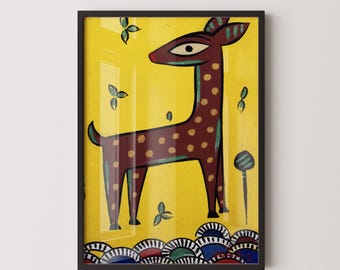 Jamini Roy - Fawn (Horinchhana) | Bengali Art (available handframed or unframed)