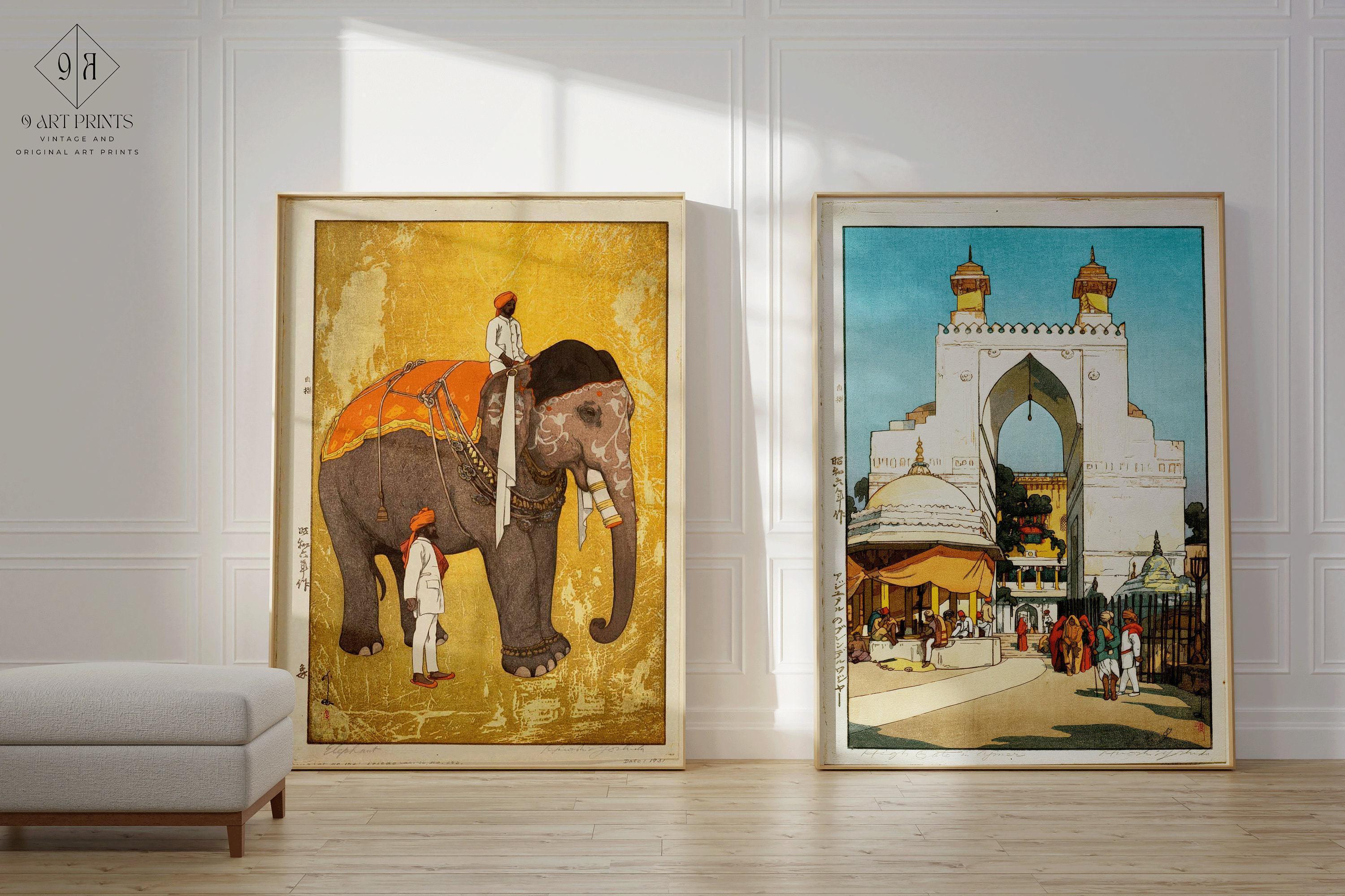 Hiroshi Yoshida India Art Print Duo: Elephant & Ajmer Gate - Etsy