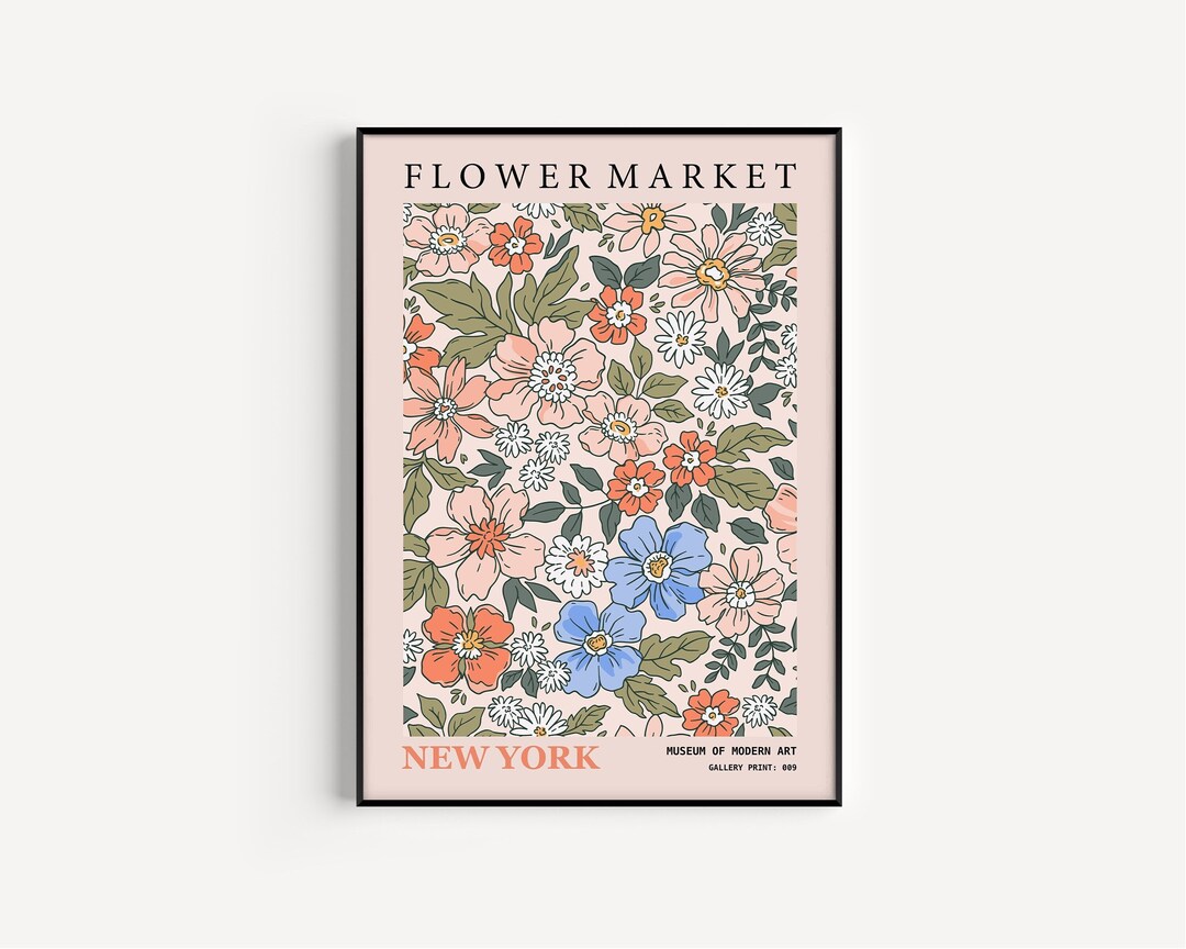 Framed Flower Market New York Print Museum Exhibition Poster Botanical