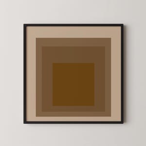 Dopo Josef Albers - Going Dutch (omaggio al quadrato) STAMPA GICLÉE PREMIUM / Arte moderna di metà secolo Beige Marrone disponibile con cornice 1x1
