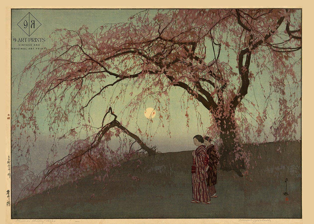 Hiroshi Yoshida Kumoi Cherry Trees Giclée Print: Vintage Japanese